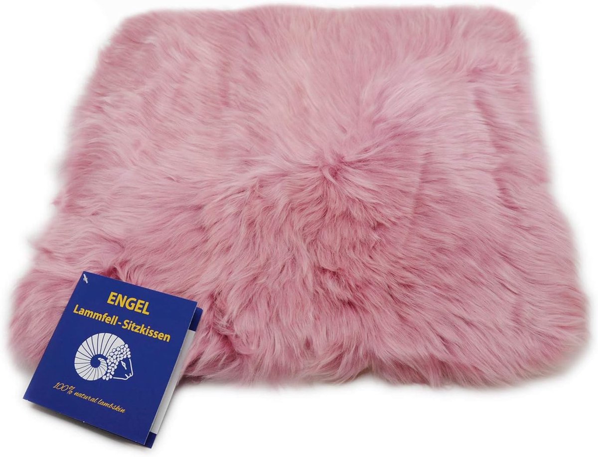 Reissner Lammfelle Angel Diana-40-ROS Natural Lambskin Fur Long Wool Square 40 x 40 cm Dusky Pink - ShopVlot