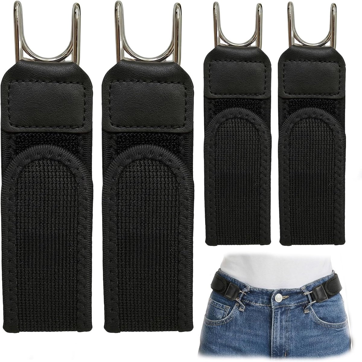 4 stuks riemen zonder gesp met metalen haken, heren dames elastische onzichtbare gesp riem - ShopVlot