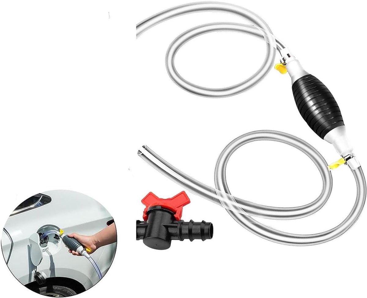 Manual Siphon Pump, 1.5m Hose (5 Feet), Multi-Purpose Petrol/Diesel/Water, Fuel Transfer for Car, Aquarium and - ShopVlot
