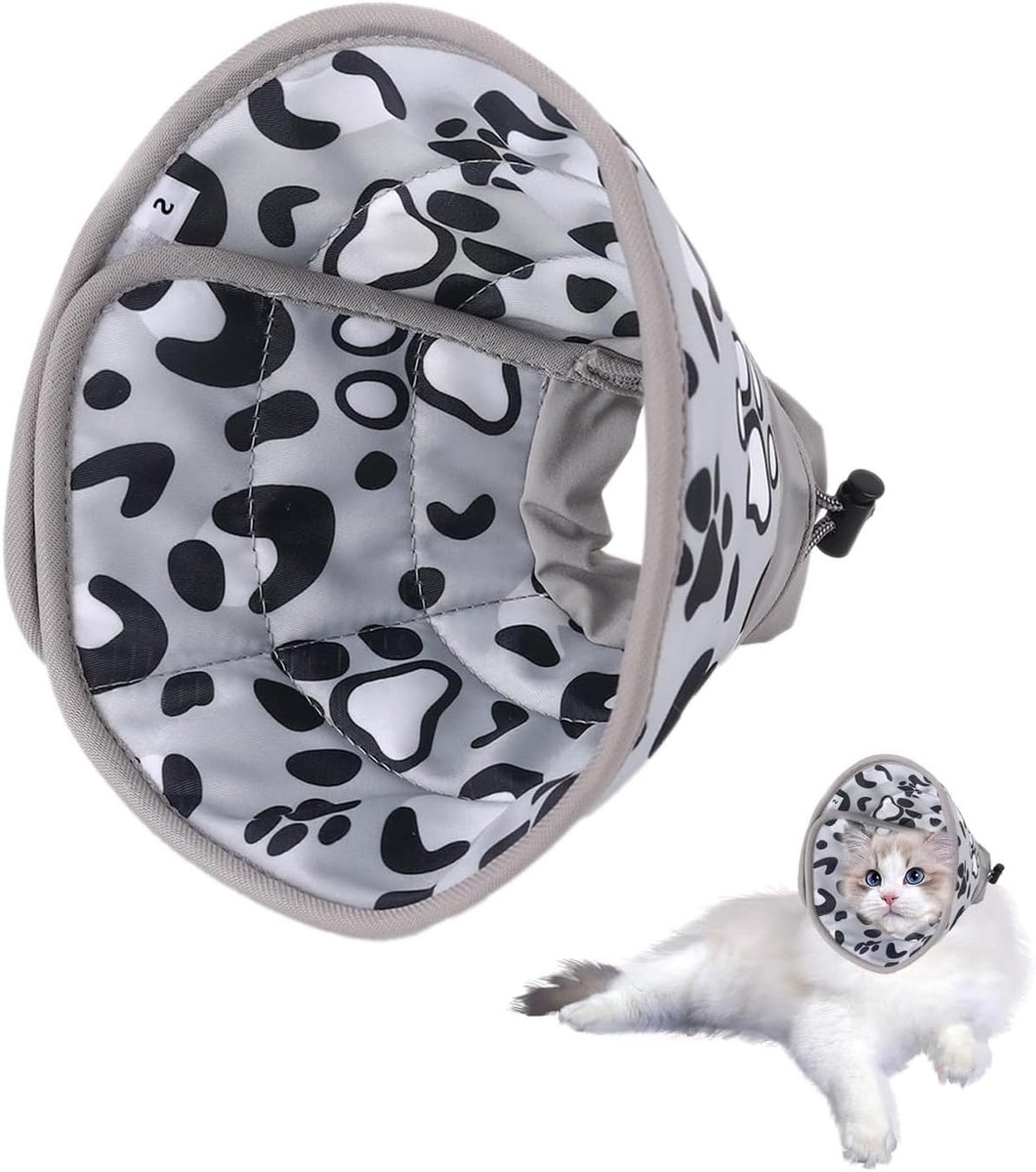 Cat Cone Collar, Soft Foldable Cat Recovery Collar, Adjustable Cone Collar, Breathable Elizabethan Cone for Puppies - ShopVlot