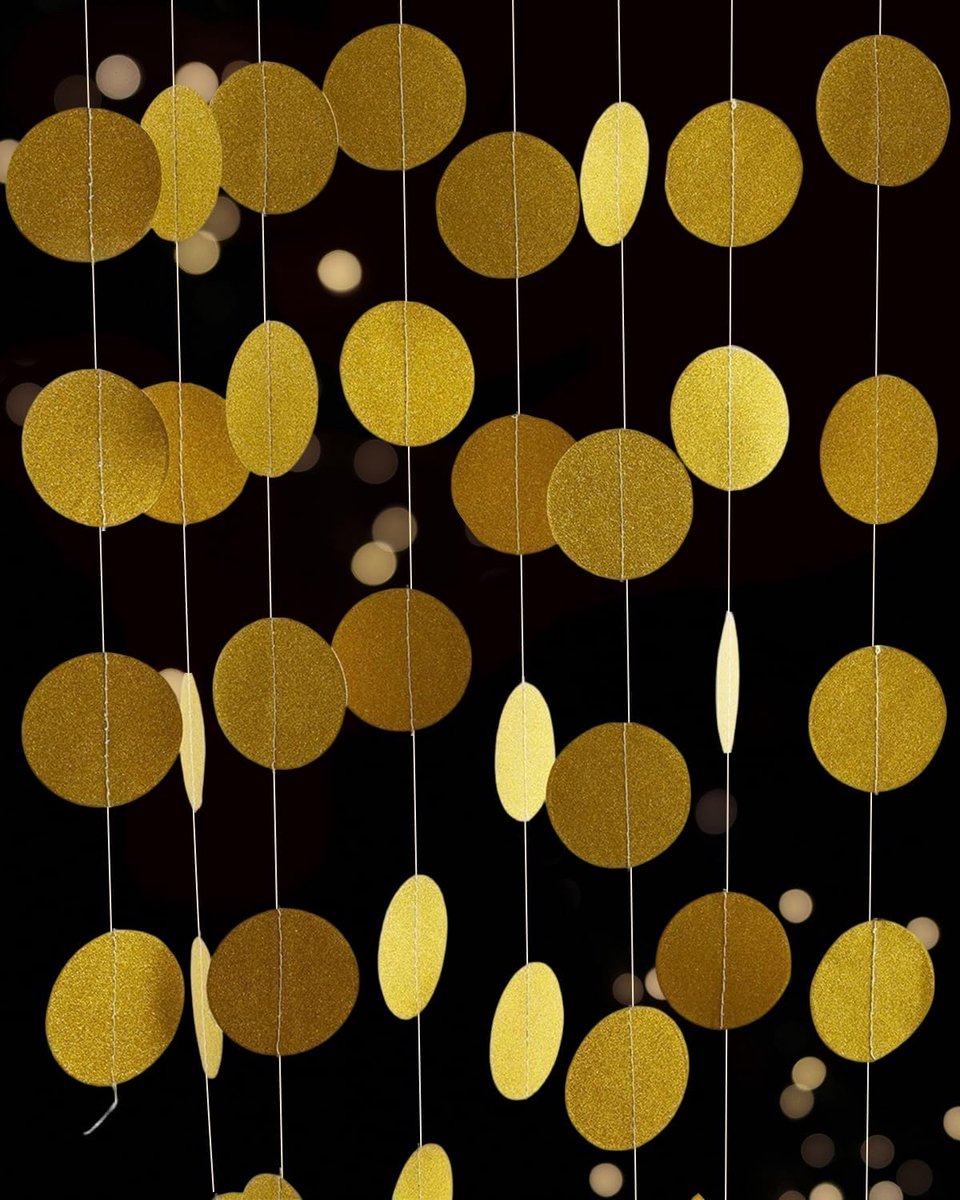 4m Glitter Paper Garland Round Decoration for Valentine's Day, Wedding, Birthday, Christmas, Party (Gold02) - ShopVlot