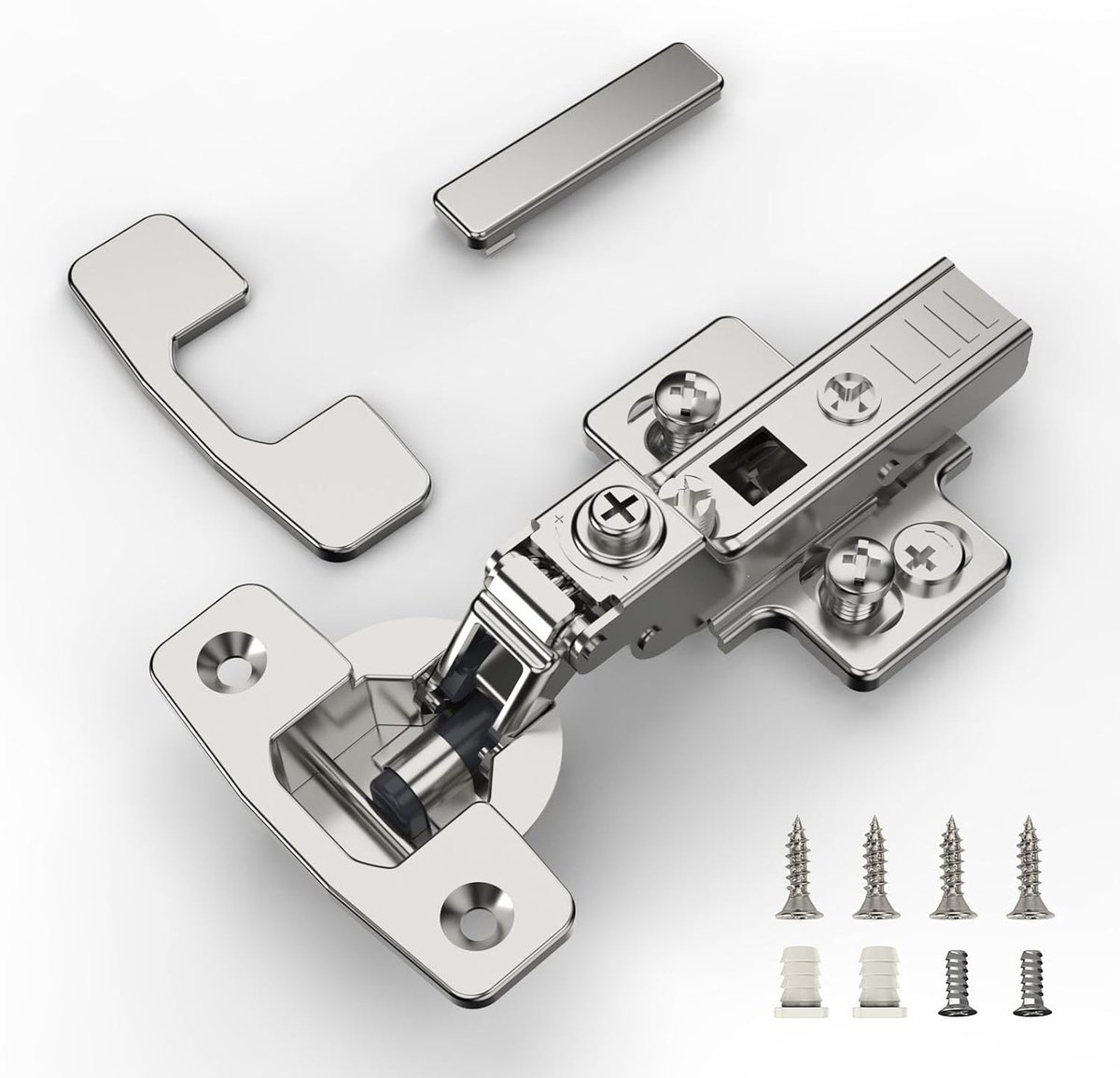 Furniware Pack of 10 Soft Close Cabinet Hinges, Center Stop Hinges, 4D Adjustment (Depth, Side, Height and Closing - ShopVlot