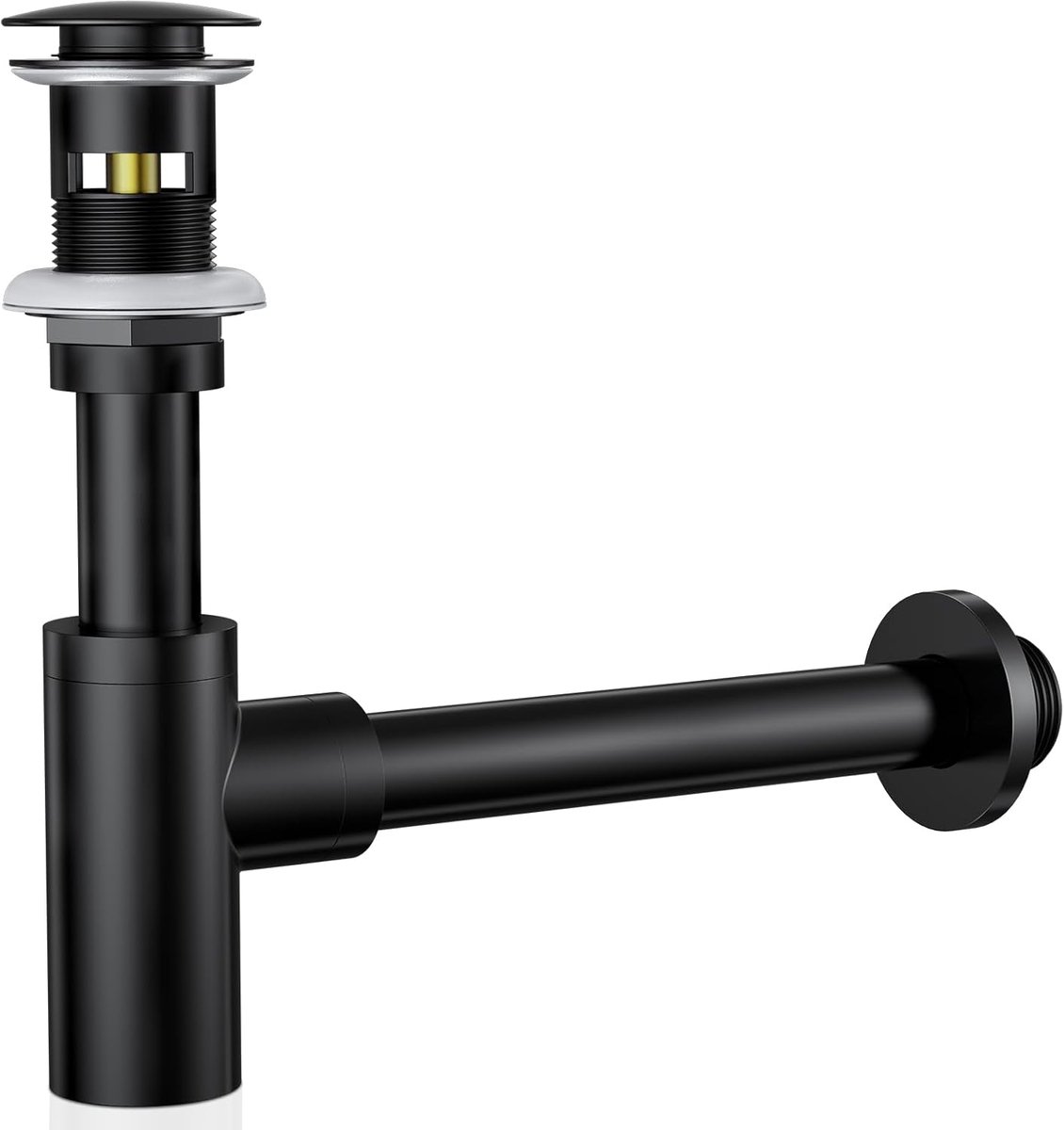 Design Siphon with Pop Up Valve Drain Set, Siphon Basin, 1 1/4 Inch Brass Drain Set, Odor Stopper for Basin, Black - ShopVlot
