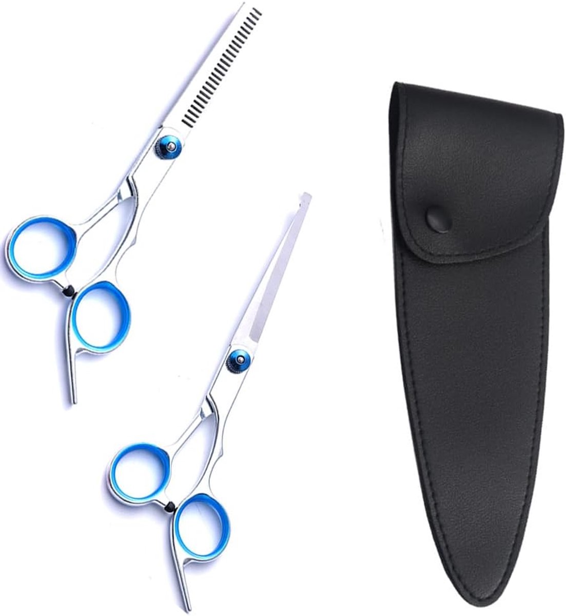 Hairdressing Scissors, 2 Pieces, Sharp Hairdressing Scissors Set, Stainless Steel, Professional With Protective Cover - ShopVlot