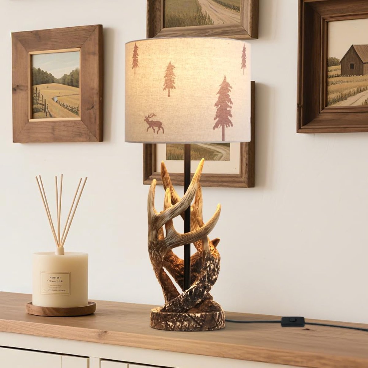 LED Table Lamp Country House Style Creative Bedside Lamp with Cable - ShopVlot