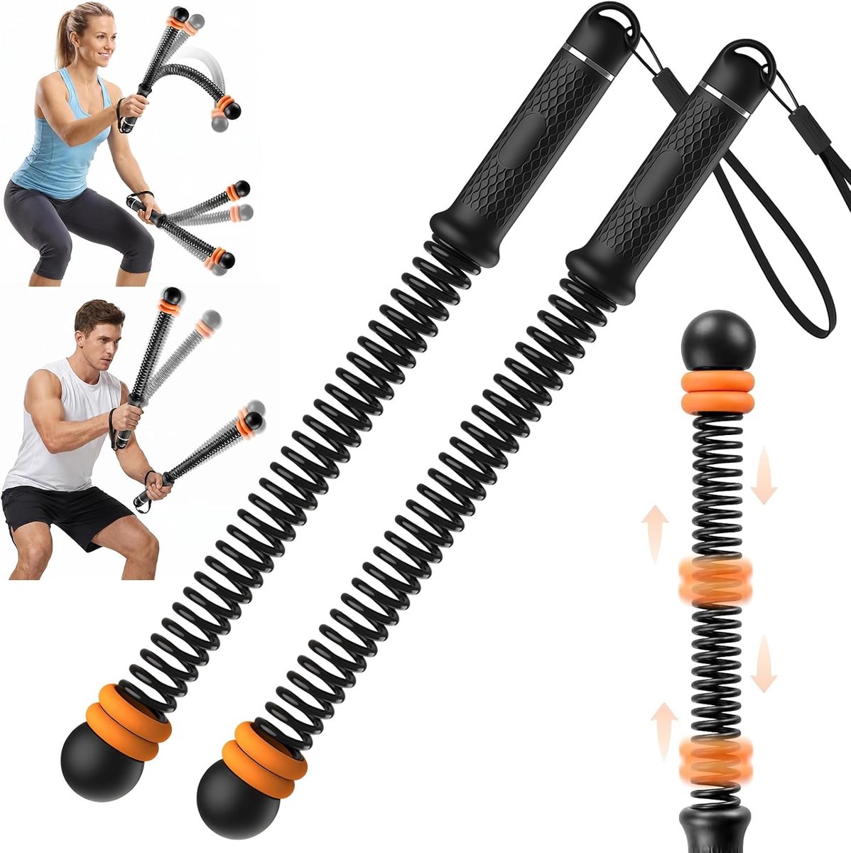 2 stuks Ropeless Battle Ropes, zonder touw met gewichten, stil touwloze vechttouwen met antislip handgreep, HIIT - ShopVlot