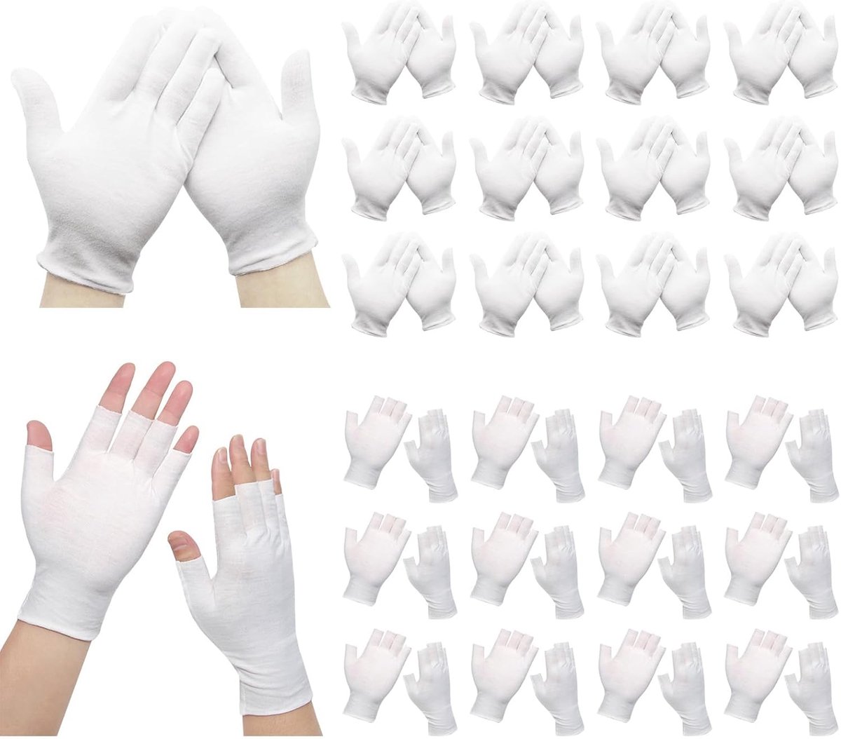 24 paar katoenen handschoenen, neurodermitis handschoenen, witte katoenen handschoenen, witte katoenen handschoenen - ShopVlot