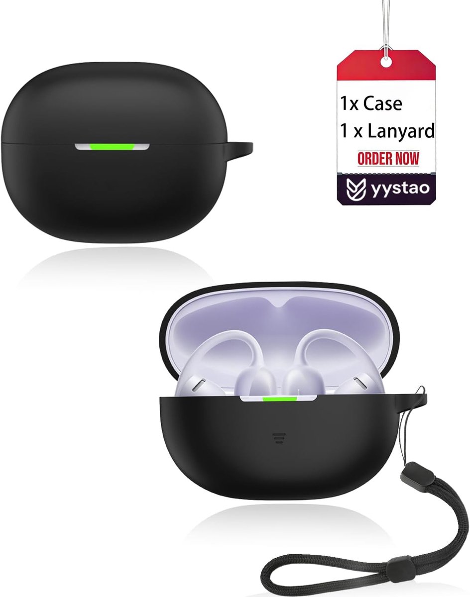 Beschermhoes voor SHOKZ OpenDots Air hoofdtelefoon, zachte siliconen hoes met koord, stootvaste en krasbestendige - ShopVlot