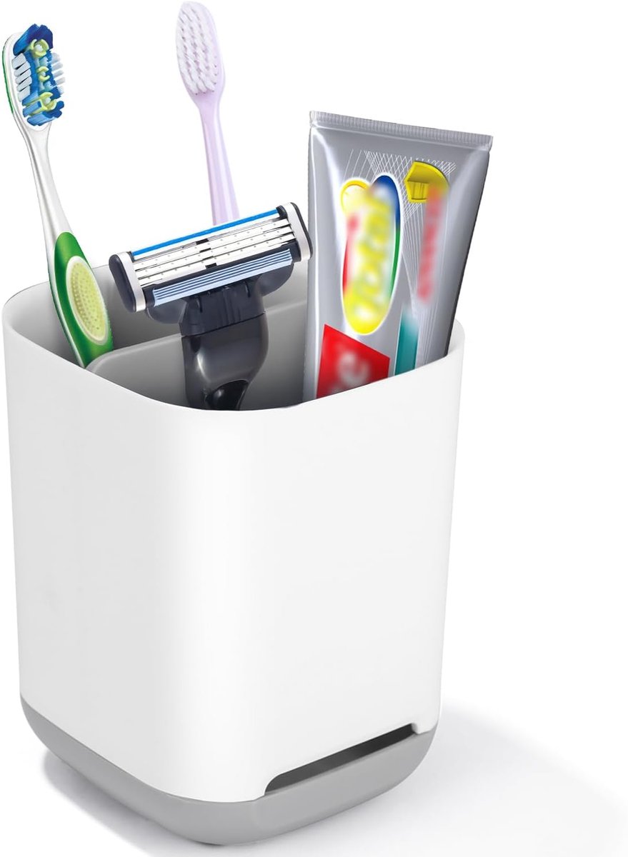 Toothbrush Holder, Removable Toothbrush Cup, Plastic, Toothbrush Organiser Bathroom Standing Toothbrush Holder with - ShopVlot