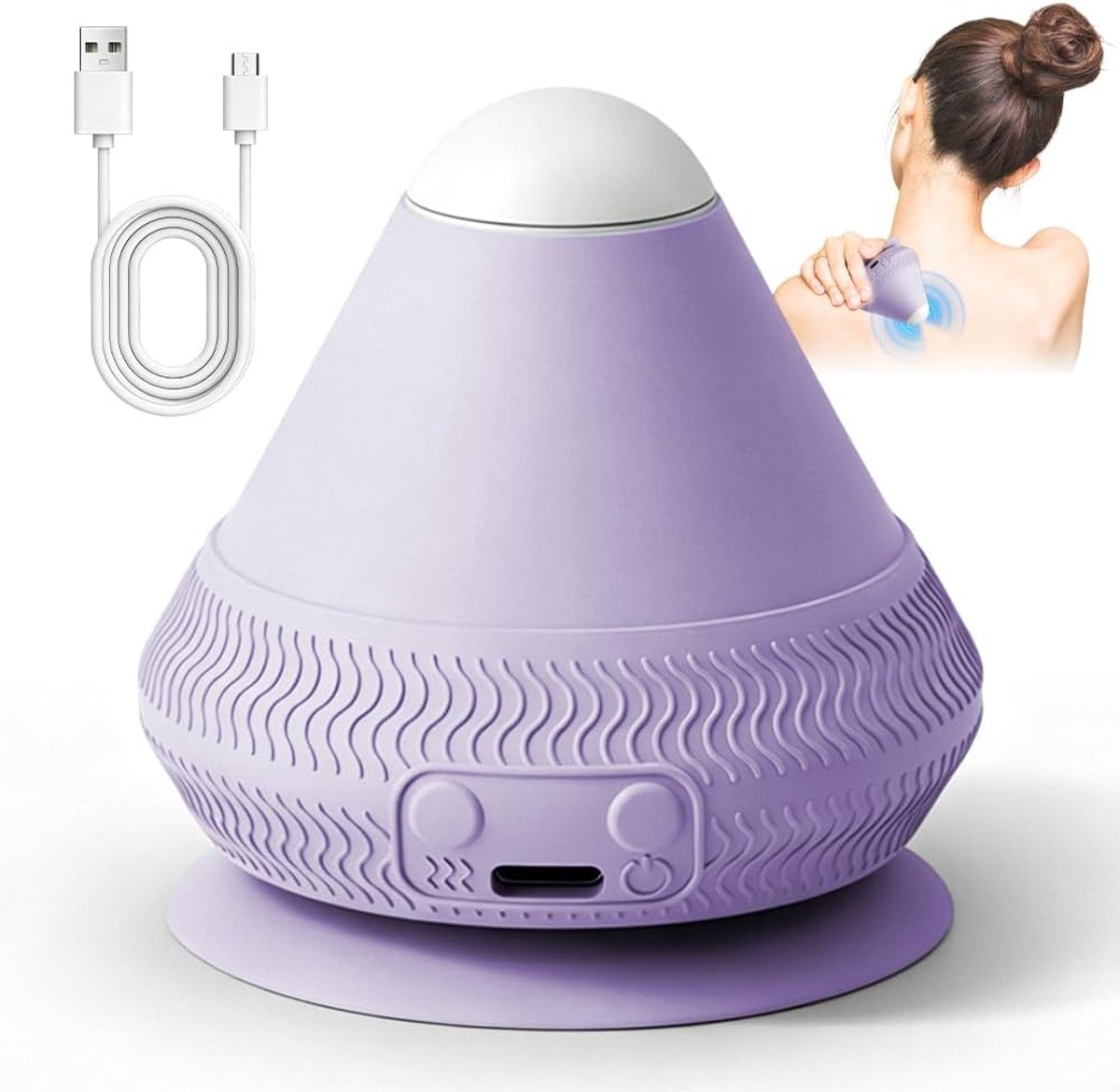 Elektrische triggerpoint drukknop, massagebal met zuignap, vibrerende verwarming massagebal (paars) - ShopVlot
