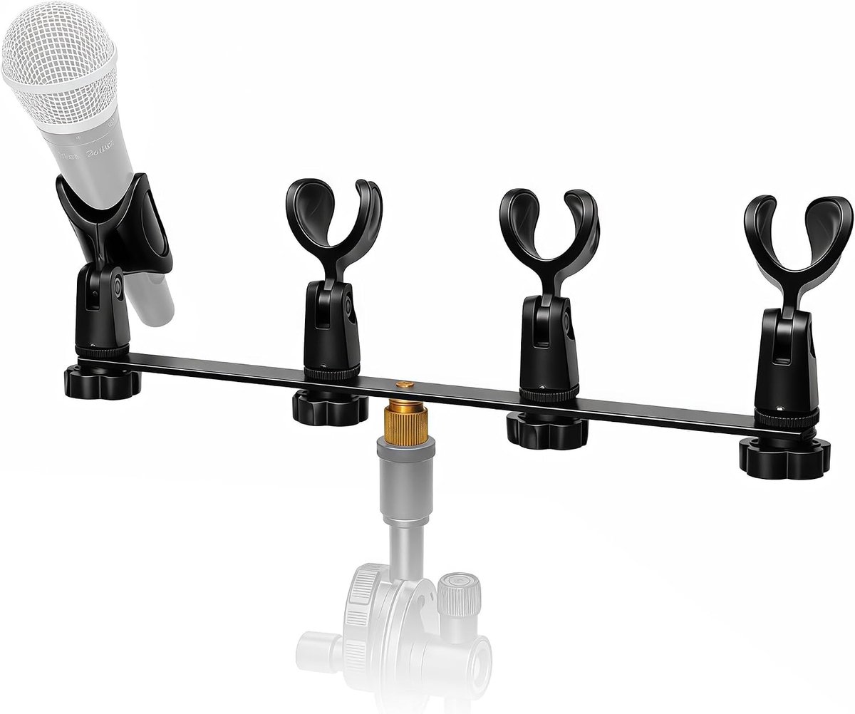 Musiin Microphone holder, 4 microphone mounting rod pair with standard wire, fits most microphone stands and boom - ShopVlot