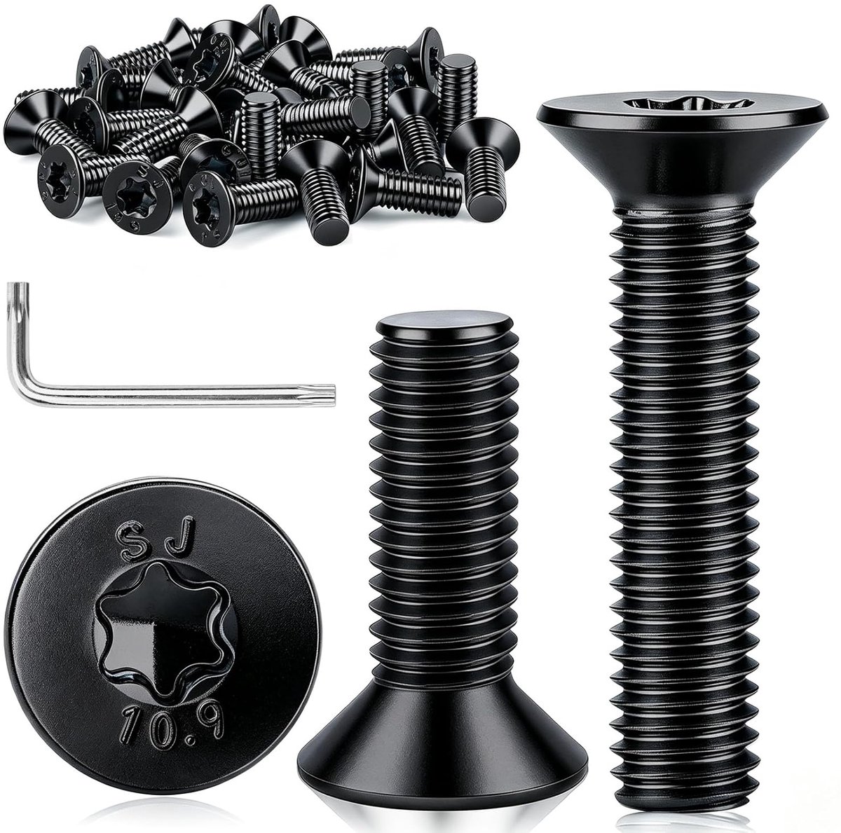 25 stuks verzonken schroeven, M5 x 16 mm, schroeven, M5 verzonken kopschroeven, verzinkt, koolstofstaal, volledige - ShopVlot