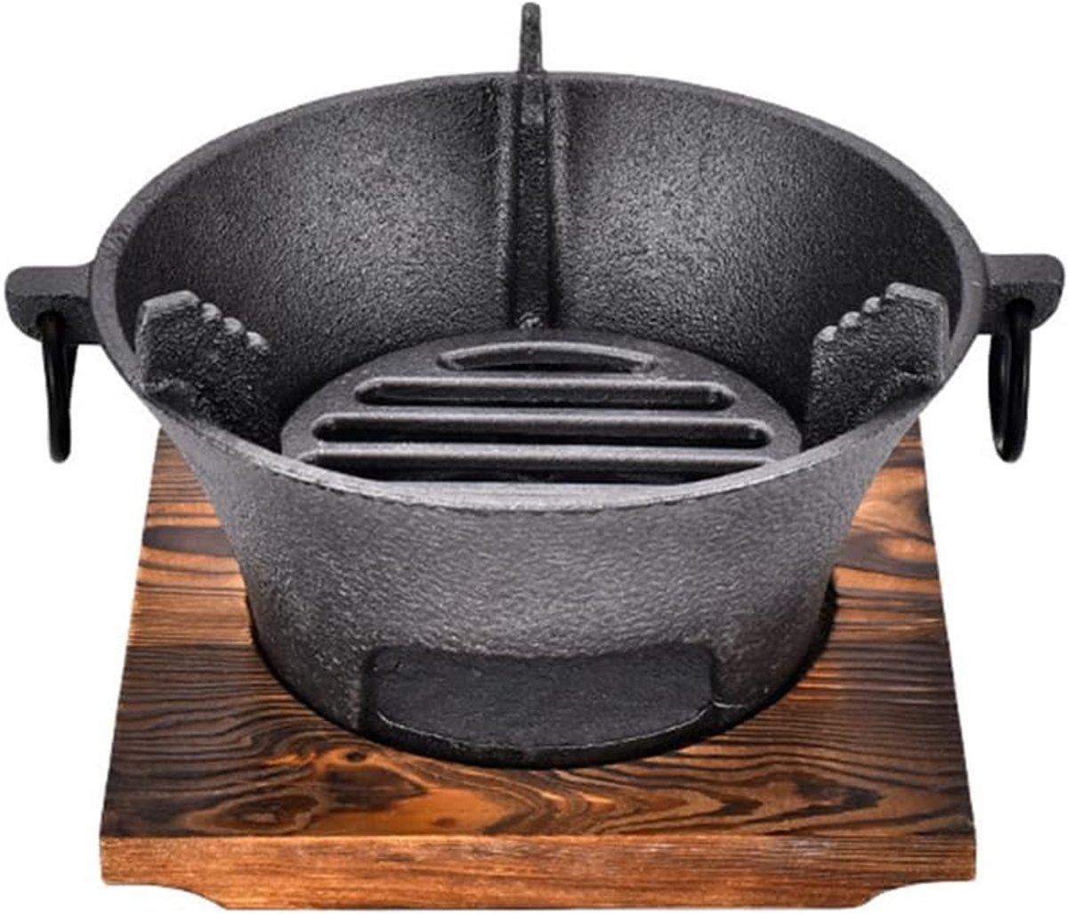 Carbon Oven, Cast Iron Charcoal Stove, Hob with 1 Clip and 2 Cups, Barbecue Grill Oven for Indoor and Outdoor Use - ShopVlot
