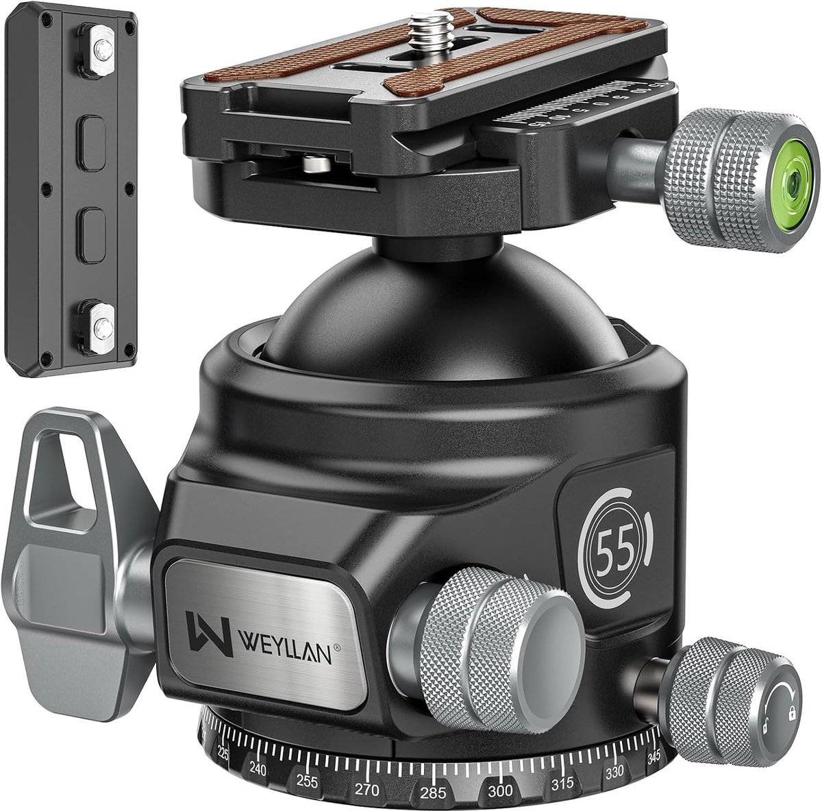 WEYLLAN KH55 Low Profile Ball Head with Clamp Knob, 55 mm, Metal Panorama Tripod Head, Heavy Duty Tripod Head with - ShopVlot