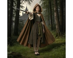 Renaissance Cape with Hood, Medieval Clothing for Men, Witch Coat with Hood - ShopVlot