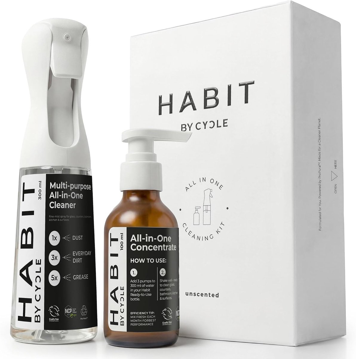 Cycle Habit All-in-One reinigingsmiddel concentraat 100 ml, herbruikbare sproeier, 300 ml, allesreiniger, universele - ShopVlot