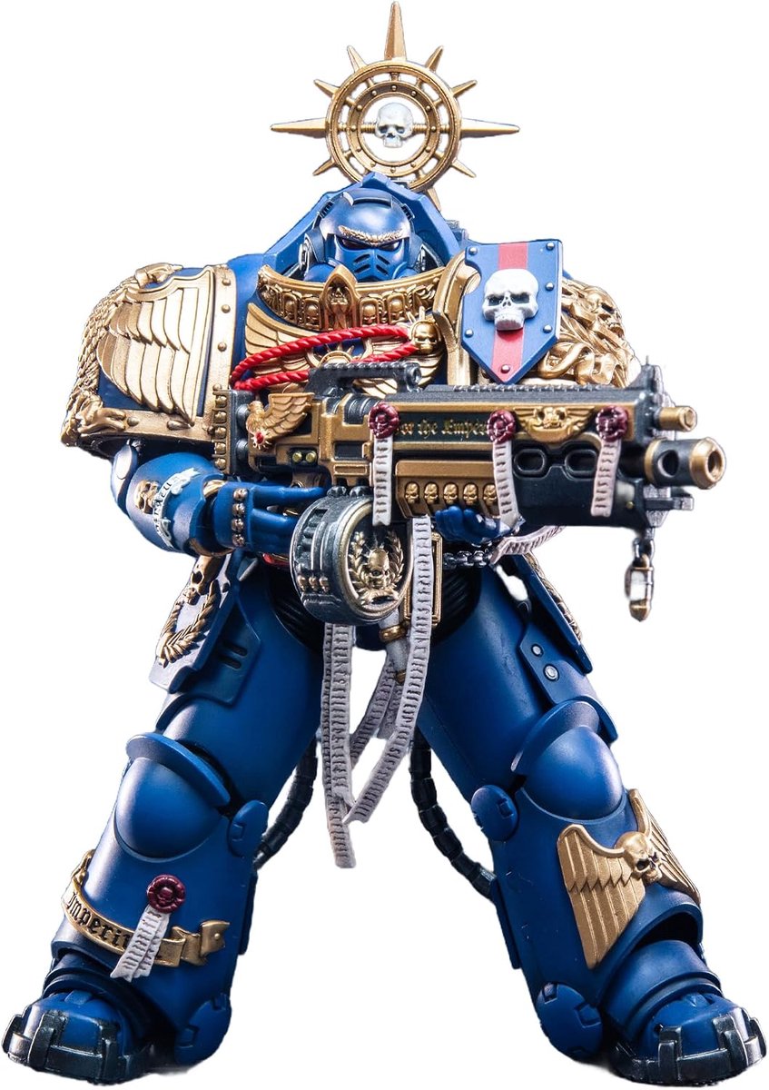 TOYVERSE Joytoy Warhammer 40,000 Action Figure, 1/18, Space Marine 2, Ultramarines Heavy Relic Primus Armor with Heavy - ShopVlot