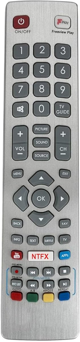 ALLIMITY SHW/RMC/0121 remote control Replaces for Sharp Aquos Freeview TV with Netflix YouTube and 3D Buttons - ShopVlot