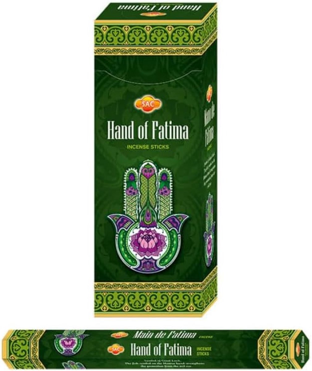 AROMASENSES - Wierook Hand van Fatima Hexagonal Sac - Doos met 6 Hexagonale Pakjes met elk 20 Stokjes - ShopVlot