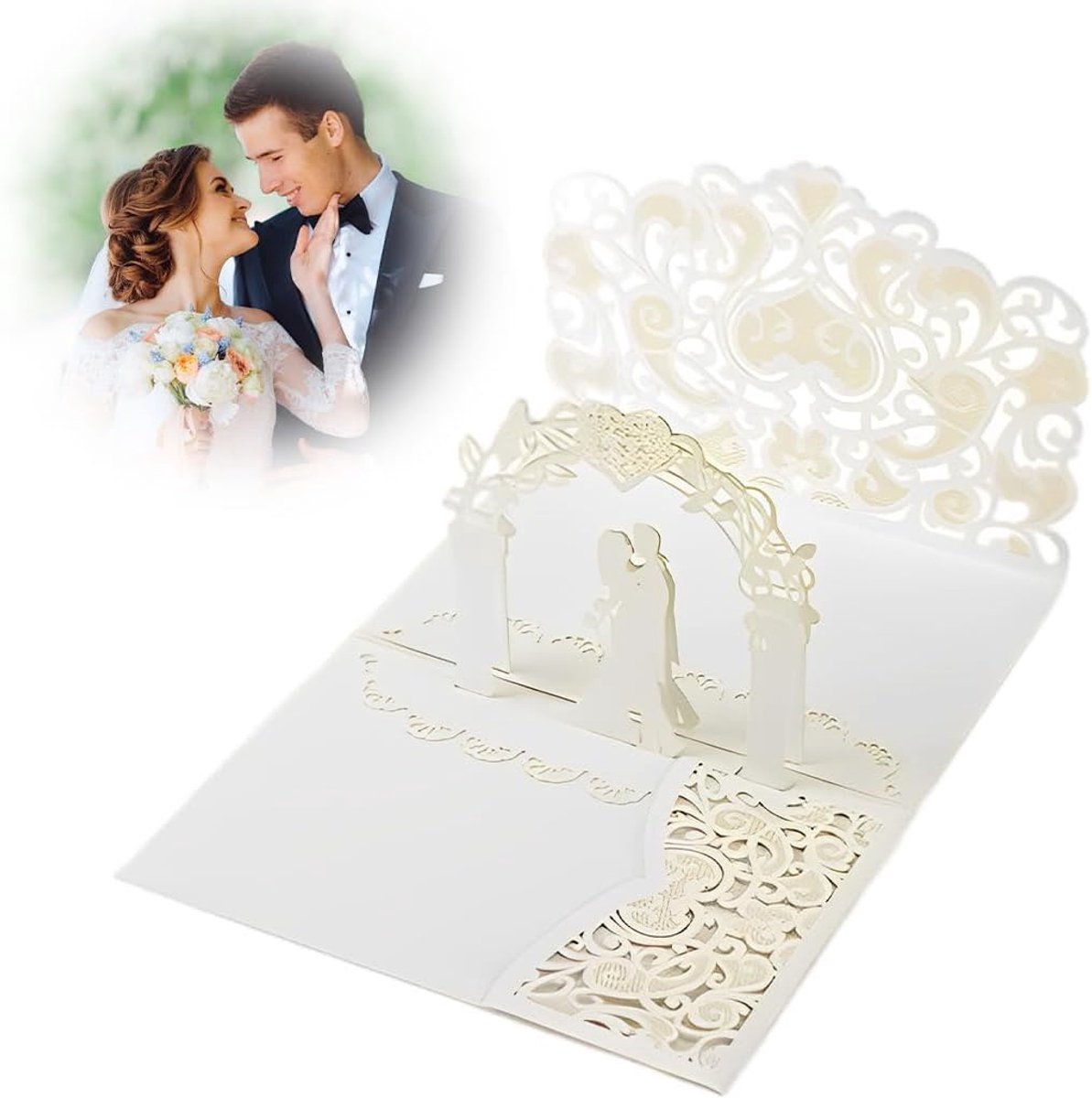 QOEIJEX 1 Piece 3D Pop Up Greeting Card, Valentine's Day Card, Greeting Card, Wedding Wedding Card, Valentine's Day - ShopVlot