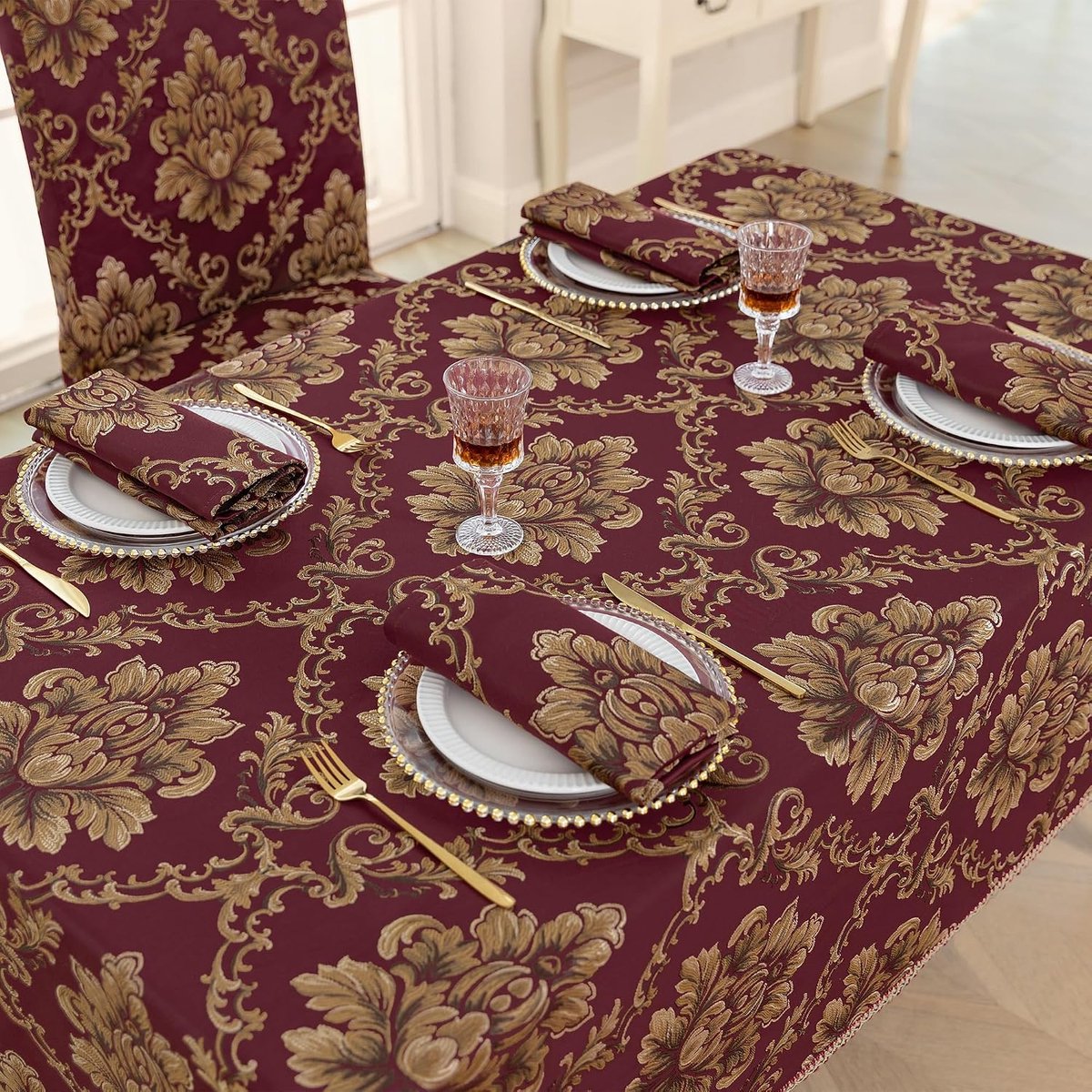 Tablecloth Washable, Luxury Rectangular Jacquard Table Cover for Dining Table/Dining Room/Restaurant Table Decoration - ShopVlot