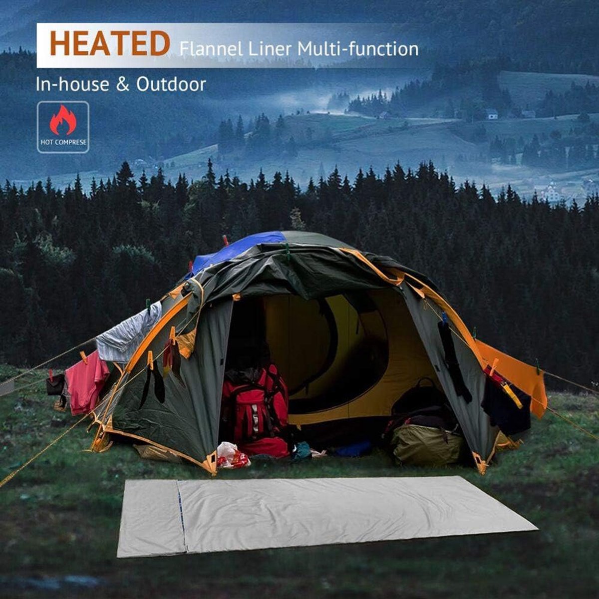 Adult USB Heated Sleeping Bag Liner, Electric Heating Sleeping Bag Liner, Lightweight Special Heating Plate for Hot - ShopVlot
