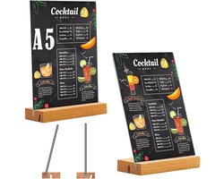 qhklew A5 Tafelstandaard, 2 stuks, acryl tafelstandaard met houten voet, acryl fotostandaard, reclamestandaard - ShopVlot