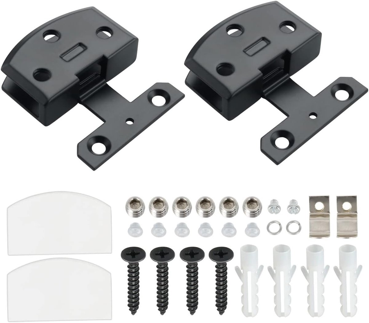 2 glass door hinges, display hinges, clamp door hinges, zinc alloy matt black - ShopVlot