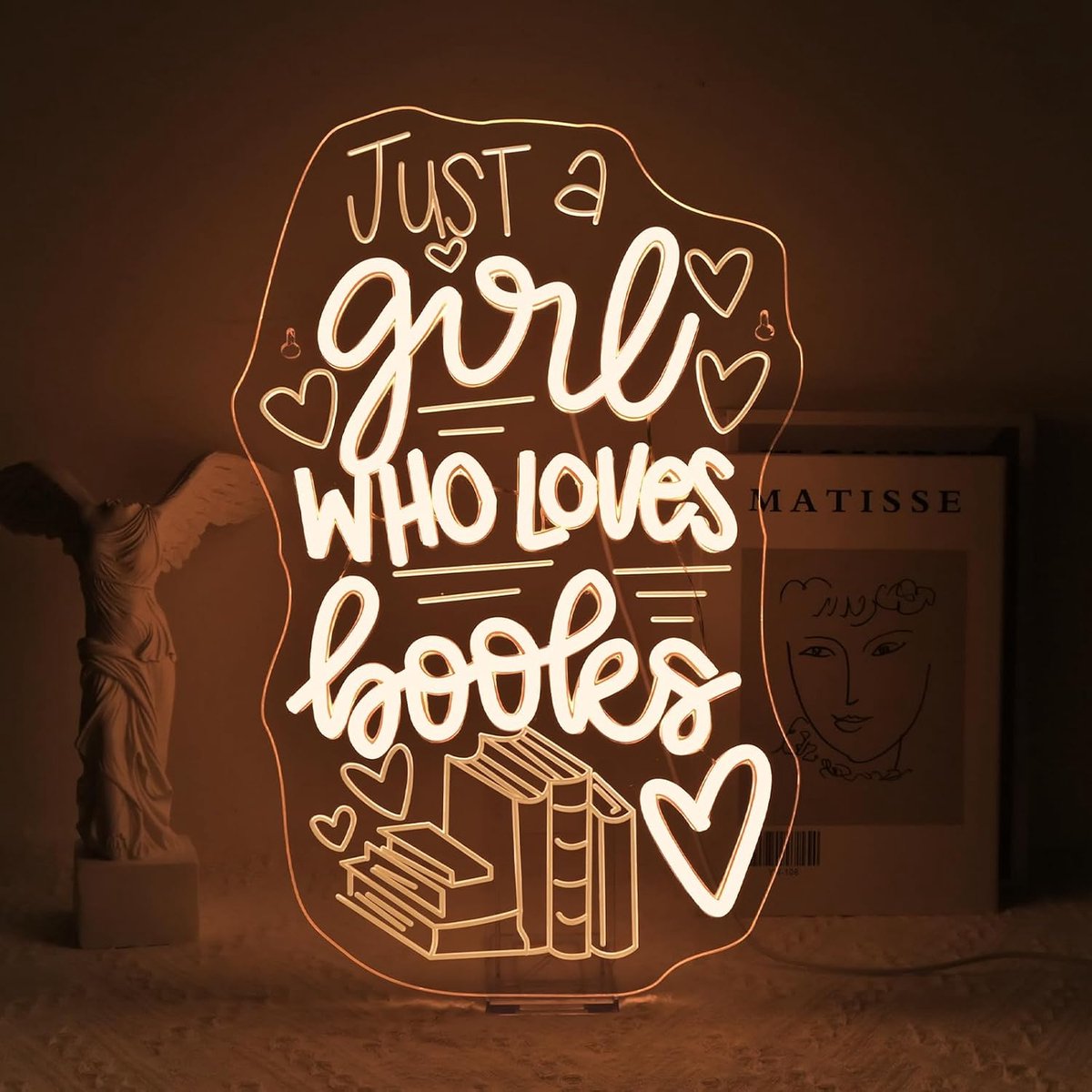 Just a Girl Who Loves Books Neon Sign Neon Sign LED Sign Wall Light Sign for Bedroom Room Club Party Lights Window - ShopVlot