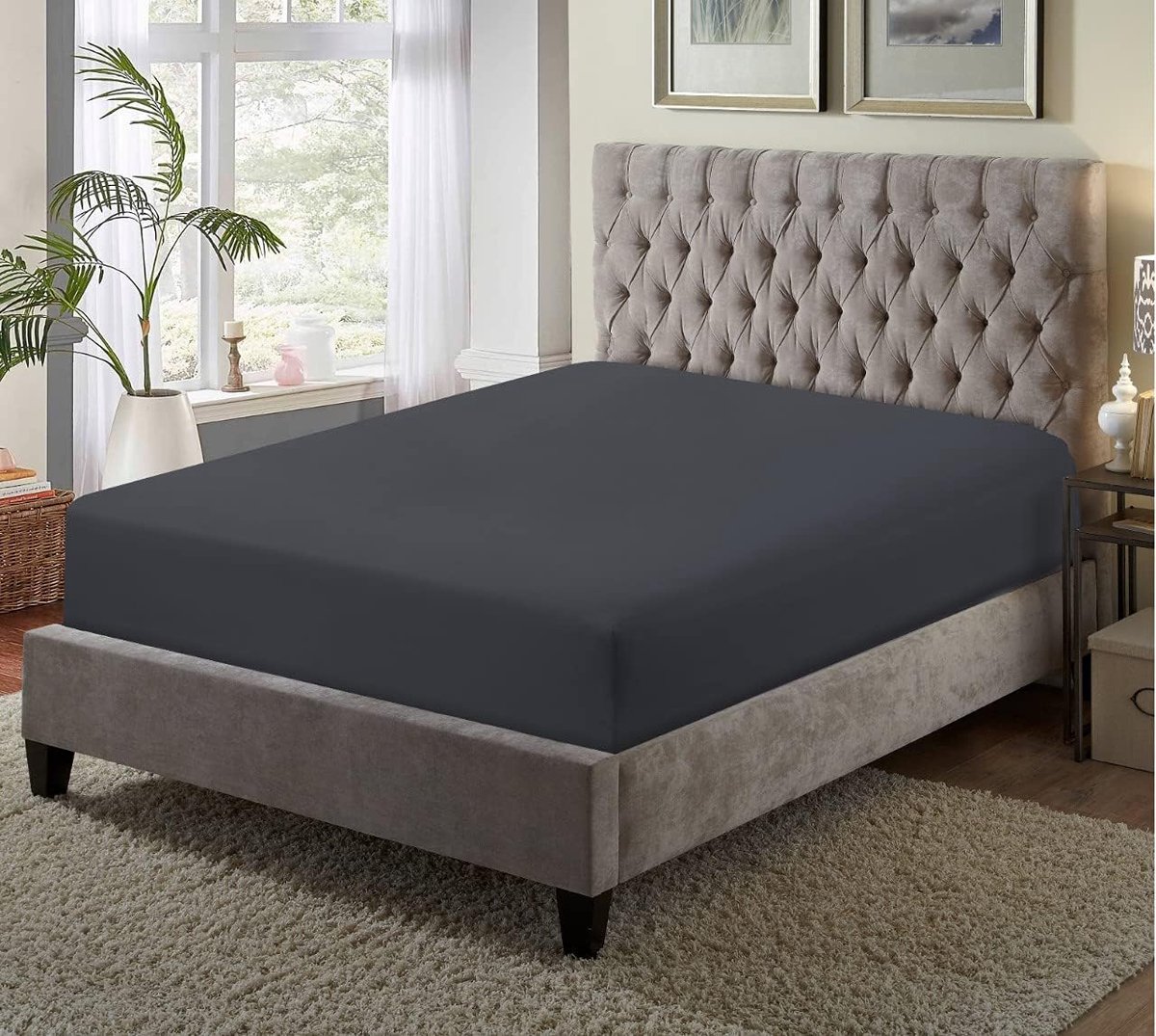 Fitted Sheet Luxury Hotel Quality 100% Poly Cotton Bed Fitted Flat Ultra-Soft Fit Premium Bed Fit Cover (Wood, Double) - ShopVlot
