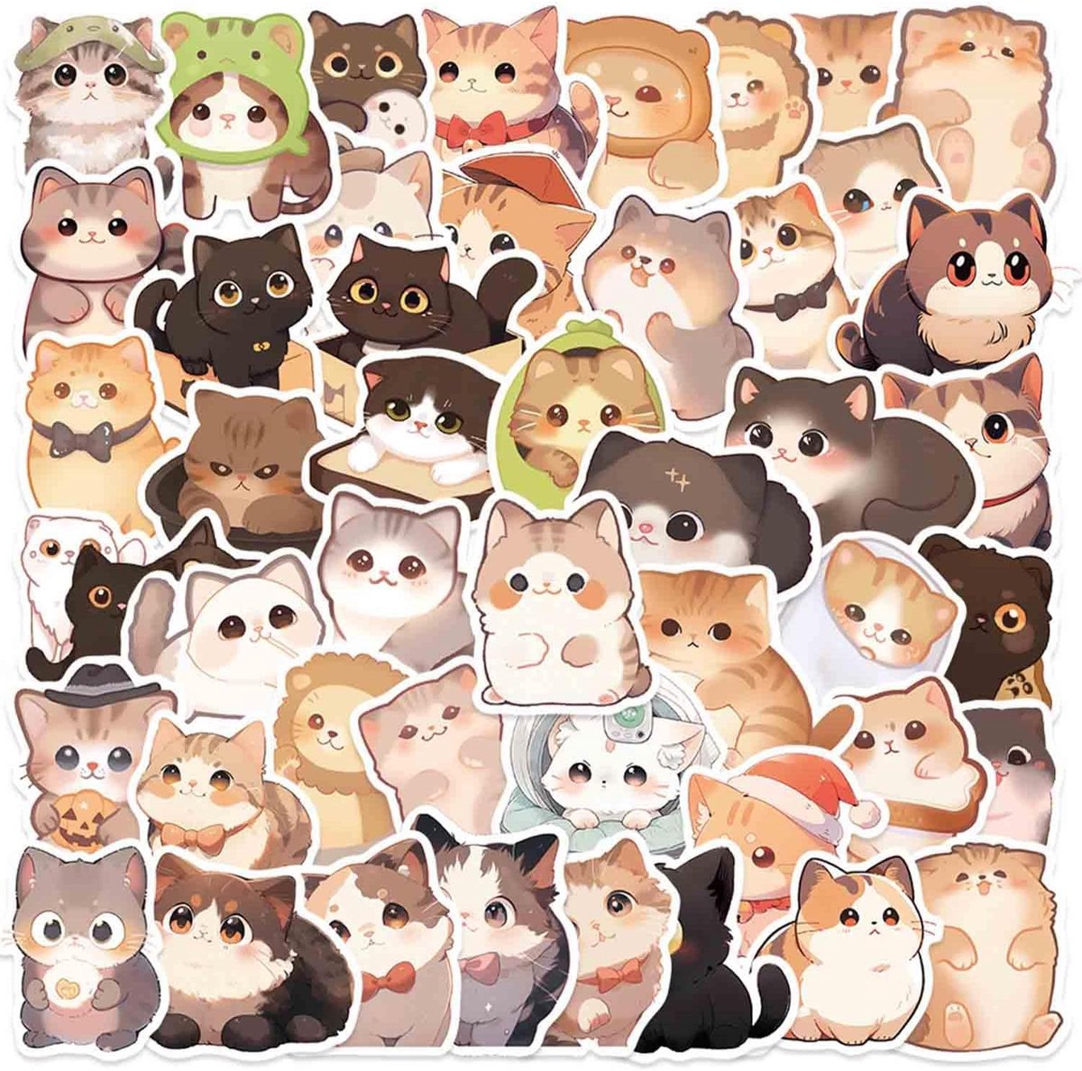 Pack of 100 Cat Stickers, Scrapbooking Stickers, Cartoon Cat Stickers, Funny Stickers, Decorative Stickers for Cats - ShopVlot