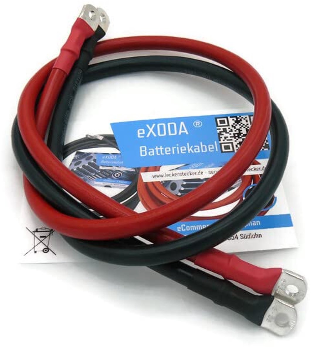 Battery cable 35 mm² 75 cm copper power cable with ring eyes M6 red - ShopVlot
