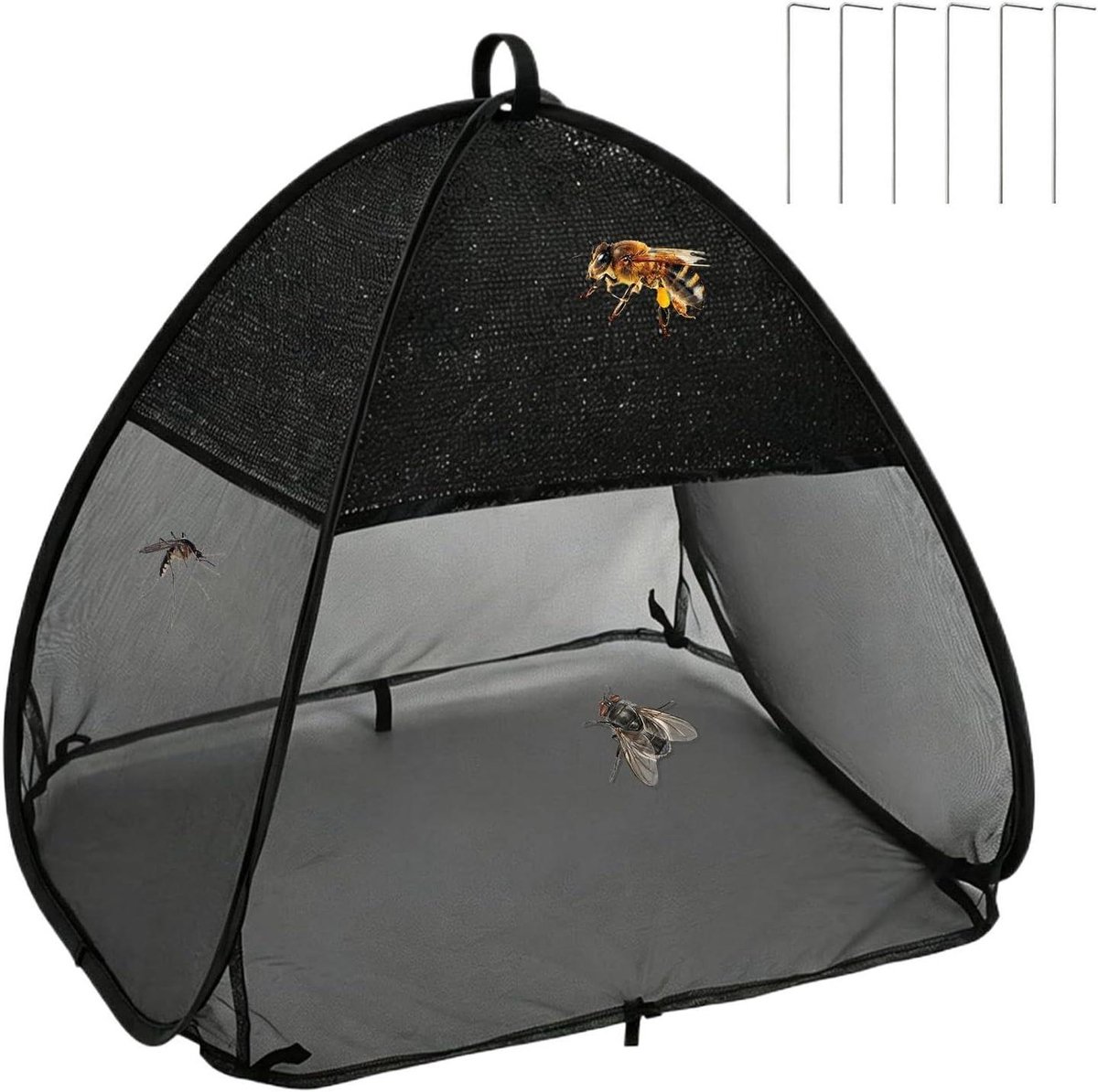 Plantenschaduwtent - Insectenwerend gaas - Planten beschermen - Dubbele laag bescherming - 56x56x56 cm - Zwart