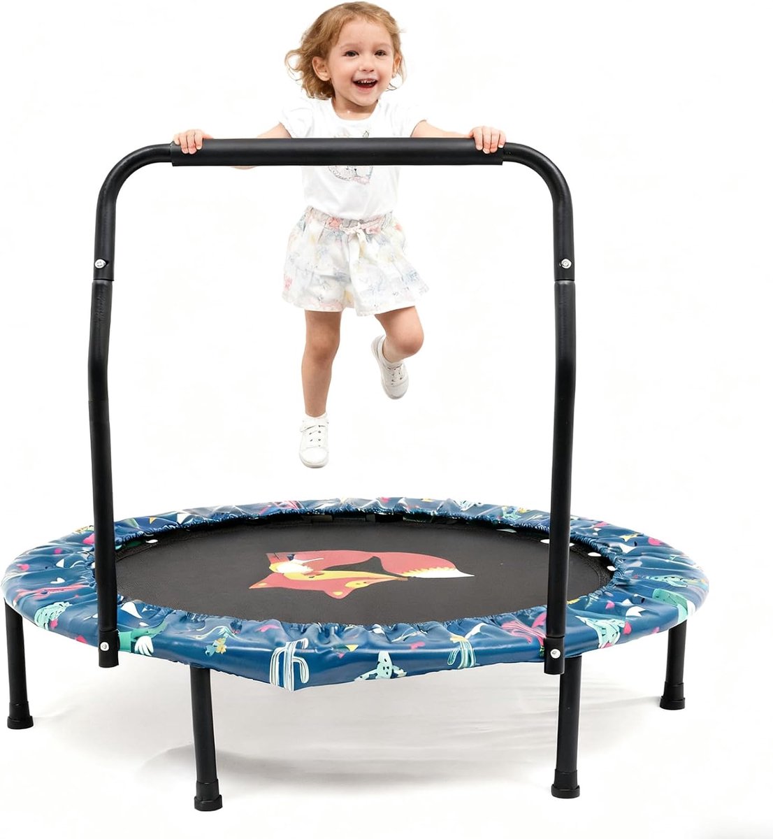 Children's Trampoline, Diameter 96 cm, Indoor Trampoline with Foldable Bungee Rebounder, Jumping Trampoline, Fitness - ShopVlot