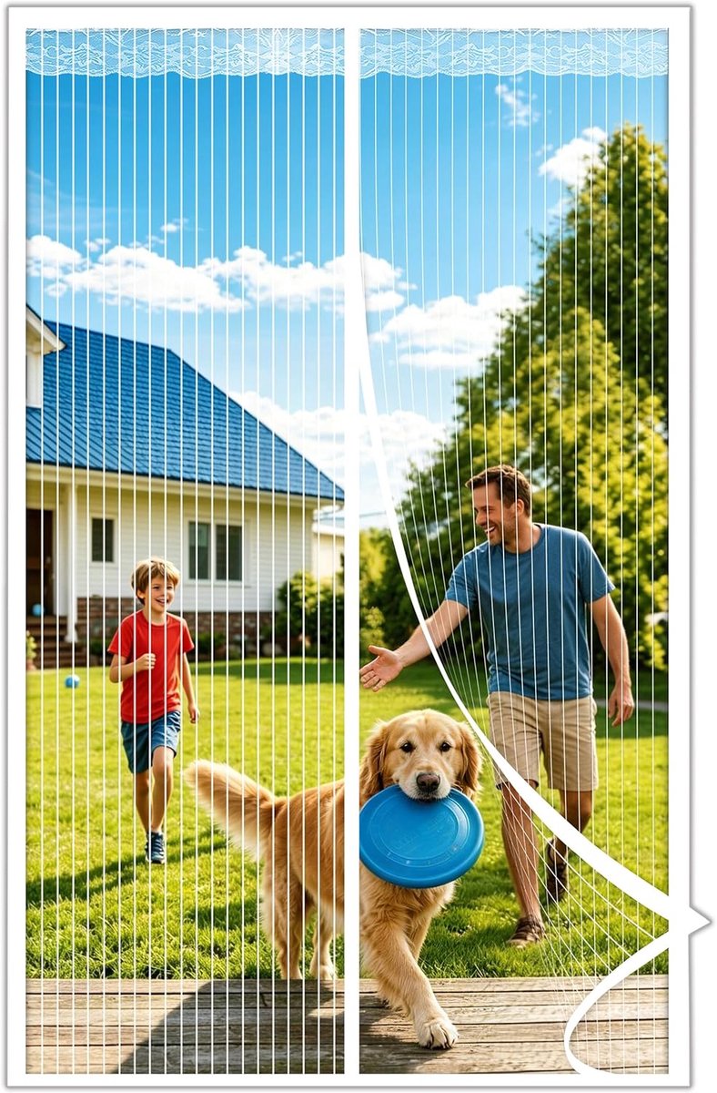 HOWIN Fly Curtain for Balcony Door, Magnetic Fly Screen for Patio Door, No Drilling, 80 x 210 cm, Mosquito Net for - ShopVlot