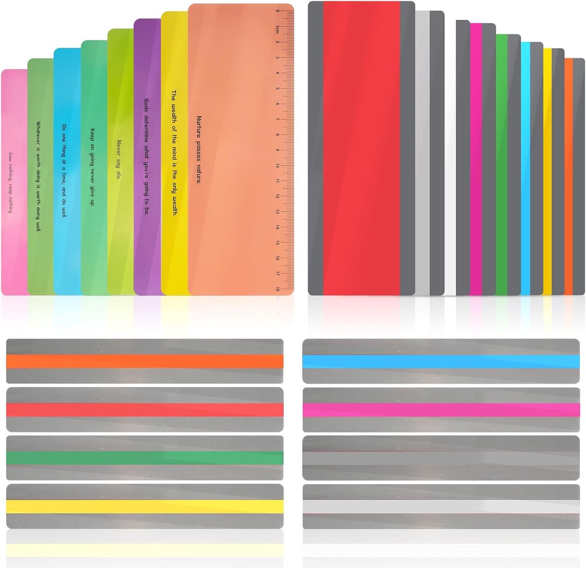 24 stuks leesstrips, kleurrijke bladwijzers, markeringsstrips, dyslexie, markeringsstrips, geleide leesstrips - ShopVlot