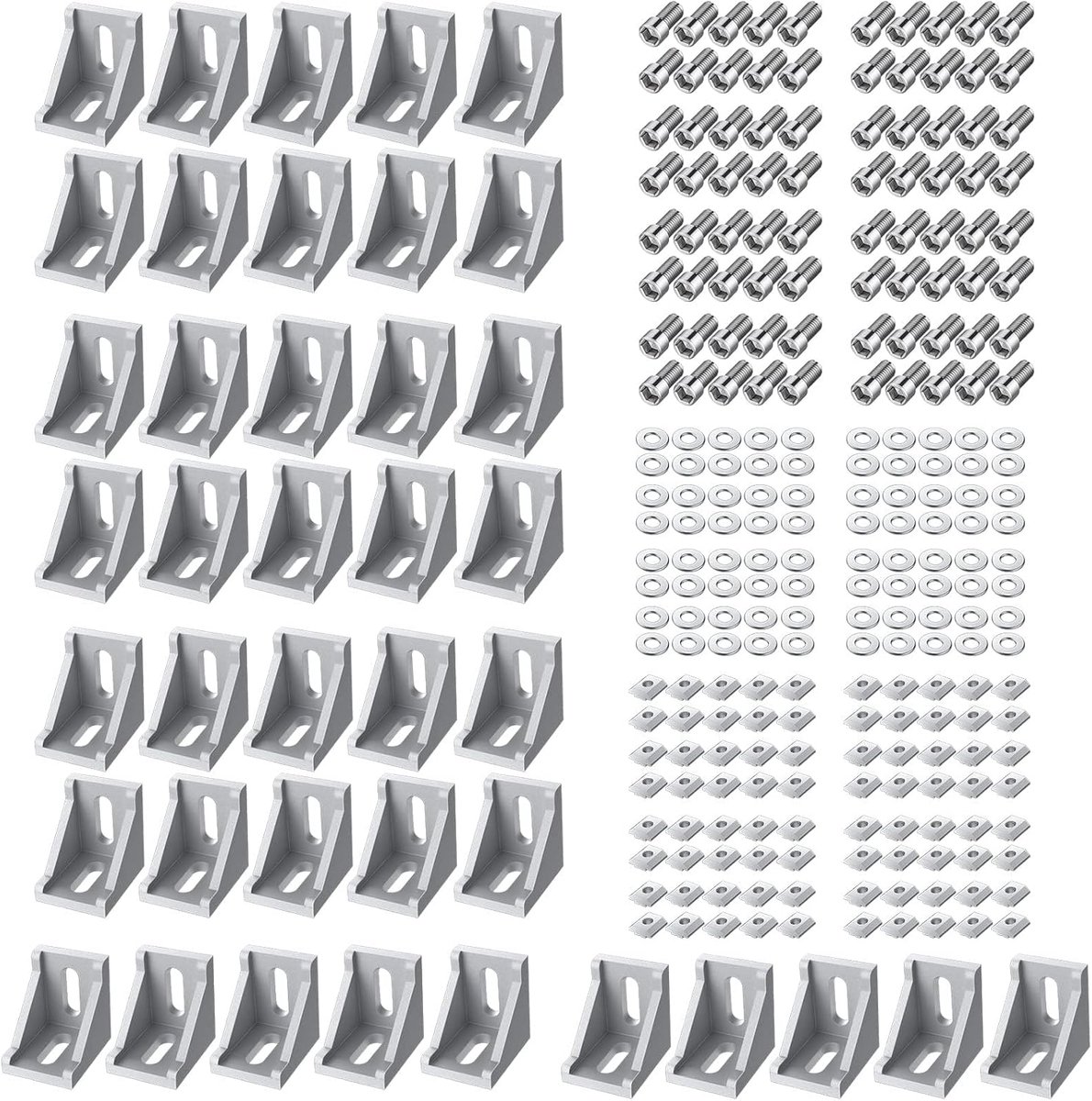 EYPINS Aluminum Profile Connector 40 Pieces 90 Degree Angle Bracket L Angle Brackets Silver Modern Aluminum 3030 - ShopVlot