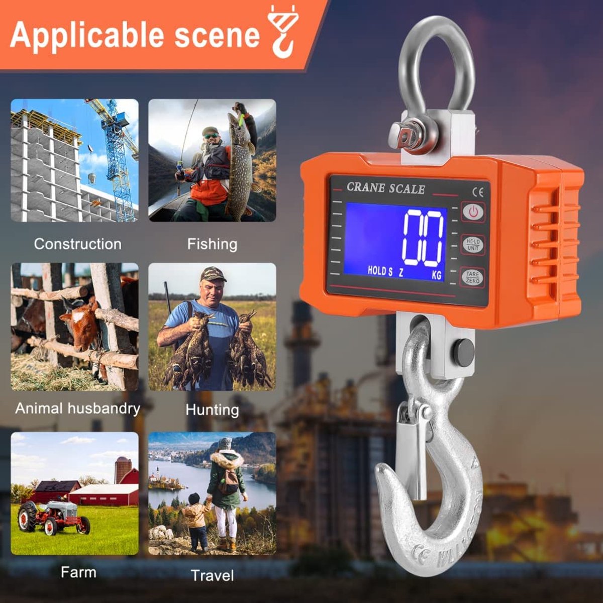 Industrial Heavy Duty Hanging Scale, 1000 kg, Heavy Duty Digital Crane Scale with Remote Control, Rechargeable - ShopVlot