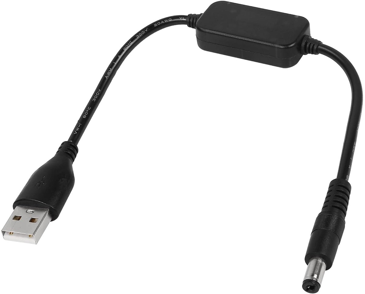 CERRXIAN 1FT DC 5V to 12V USB voltage converter cable power supply with DC 5.5 x 2.1mm jack, USB cable 5V 2A to 12V - ShopVlot