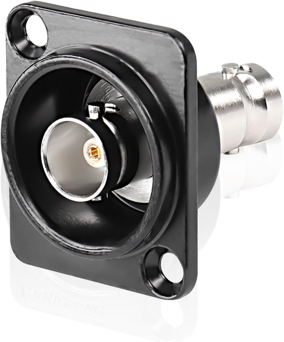 XMSJSIY D-Type Double BNC Plug Connector Chassis Panel Mount Adapter Gold Plated SDI Video Coaxial Socket BNC Coupling - ShopVlot