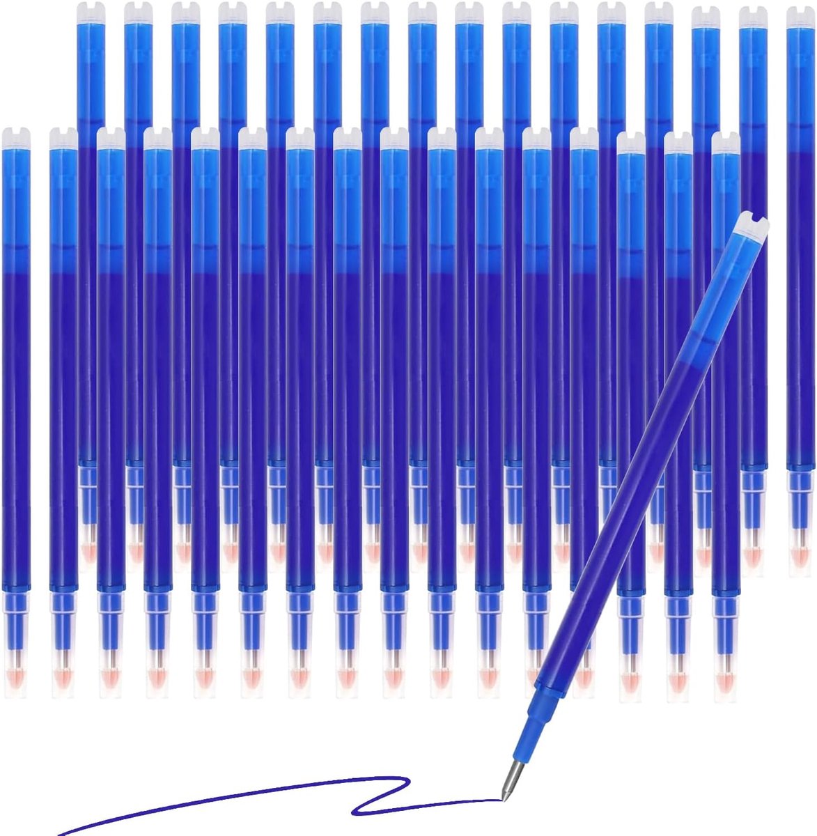 Set of 33 Erasable Pens, Blue Gel Ink, 0.7mm Fine Tip, Compatible with Pilot Frixion Pens, Durable, Soft Writing Feel - ShopVlot