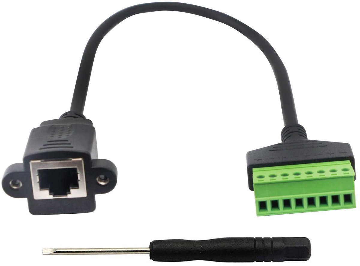 RJ45 Screw Clamp Male to 8-Pin Terminal Connector - Bolt Screw Type for Cat5/6/7 Ethernet Extender for AV CCTV UTP DVR - ShopVlot