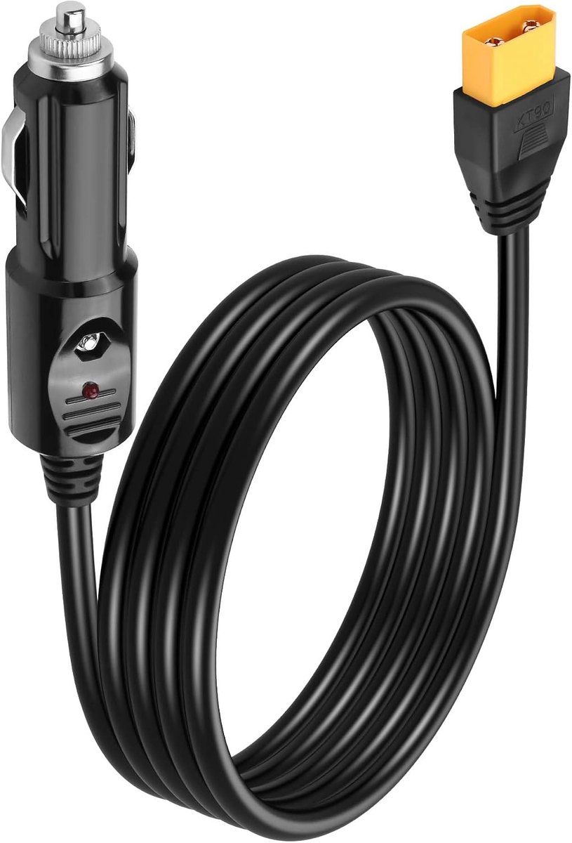 CERRXIAN 16AWG Car Cigarette Lighter to Male XT90 Cable, 12V/24V 4.9FT XT90 Car Charger Connector with LED Indicator - ShopVlot