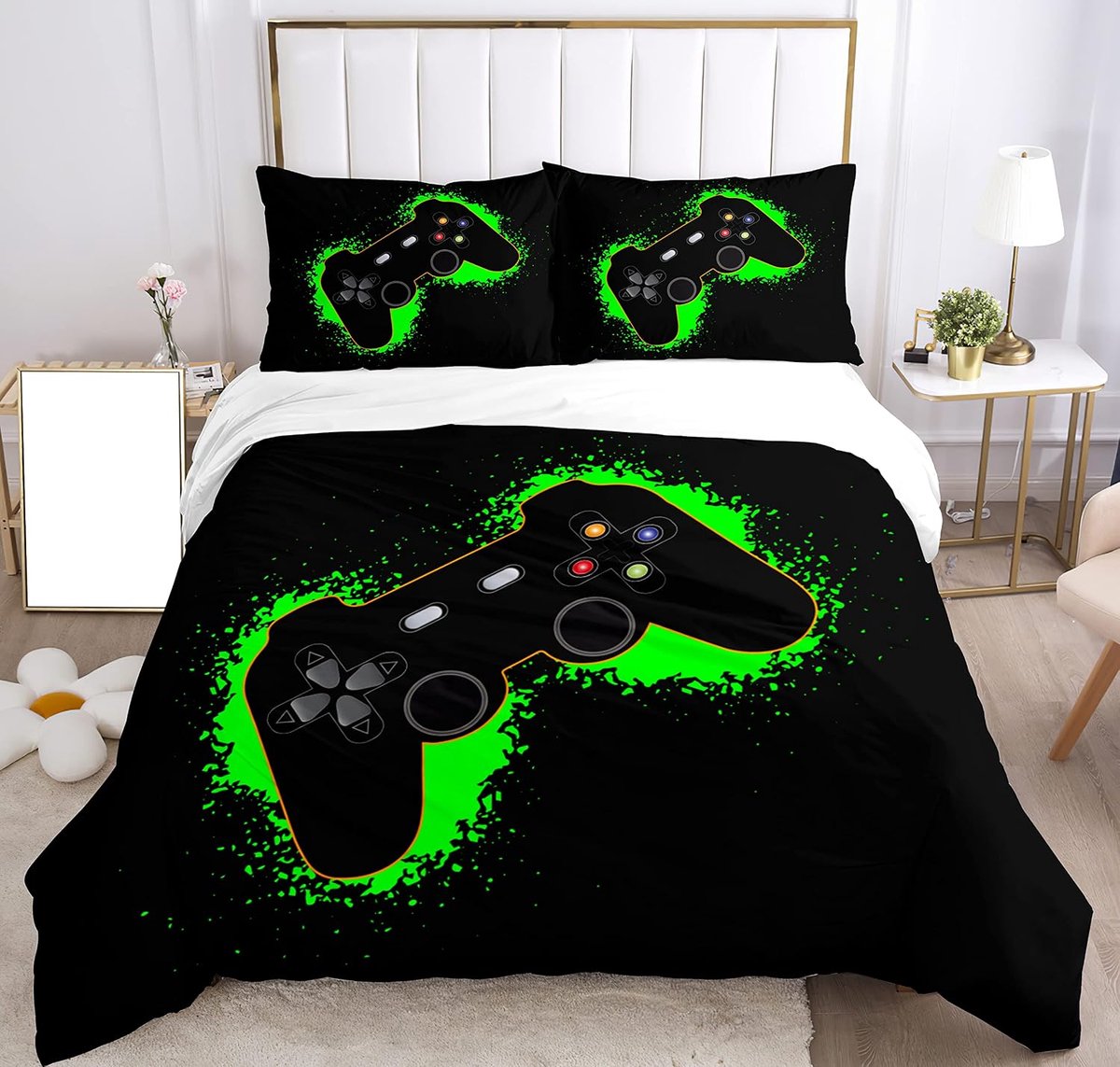 Bedline Children Children Gamepad, Linen Set Boys Gamepad Linen Linen Set 3D Effect Gamepad Print Microfiber - ShopVlot