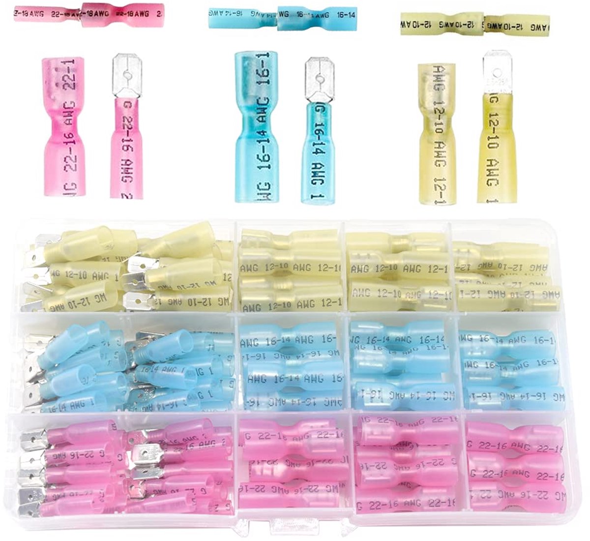 120 Stück Schrumpfverbinder Flachsteckhülsen/Flachstecker Kabelschuhe Quetschverbinder Kit(DRS) - ShopVlot