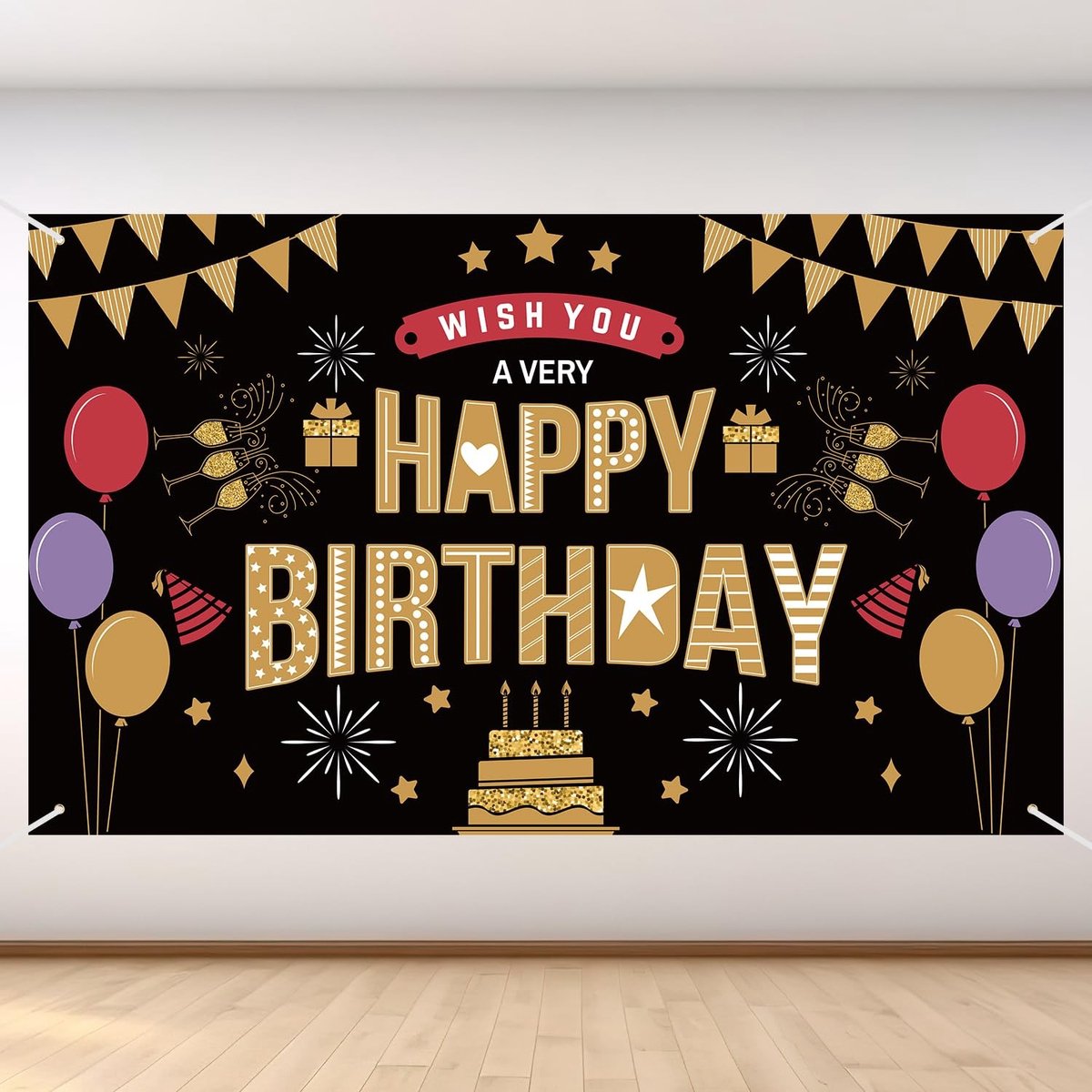 Dailygoods- Verjaardagsbanner Groot - Kleurrijk Decoratie - Achtergrondbord 150x90cm - Verjaardag Decoratie - Feestdecoratie - Geschikt voor Binnen/Buiten - Verjaardagsdecoratie
