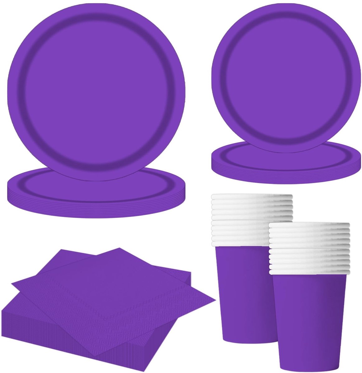 Dailygoods- Serviesset 68 delig - Feestservies voor 16 personen - Papieren Borden 23/18 cm - Bekers 240 ml - Servetten - Voedselveilig papier