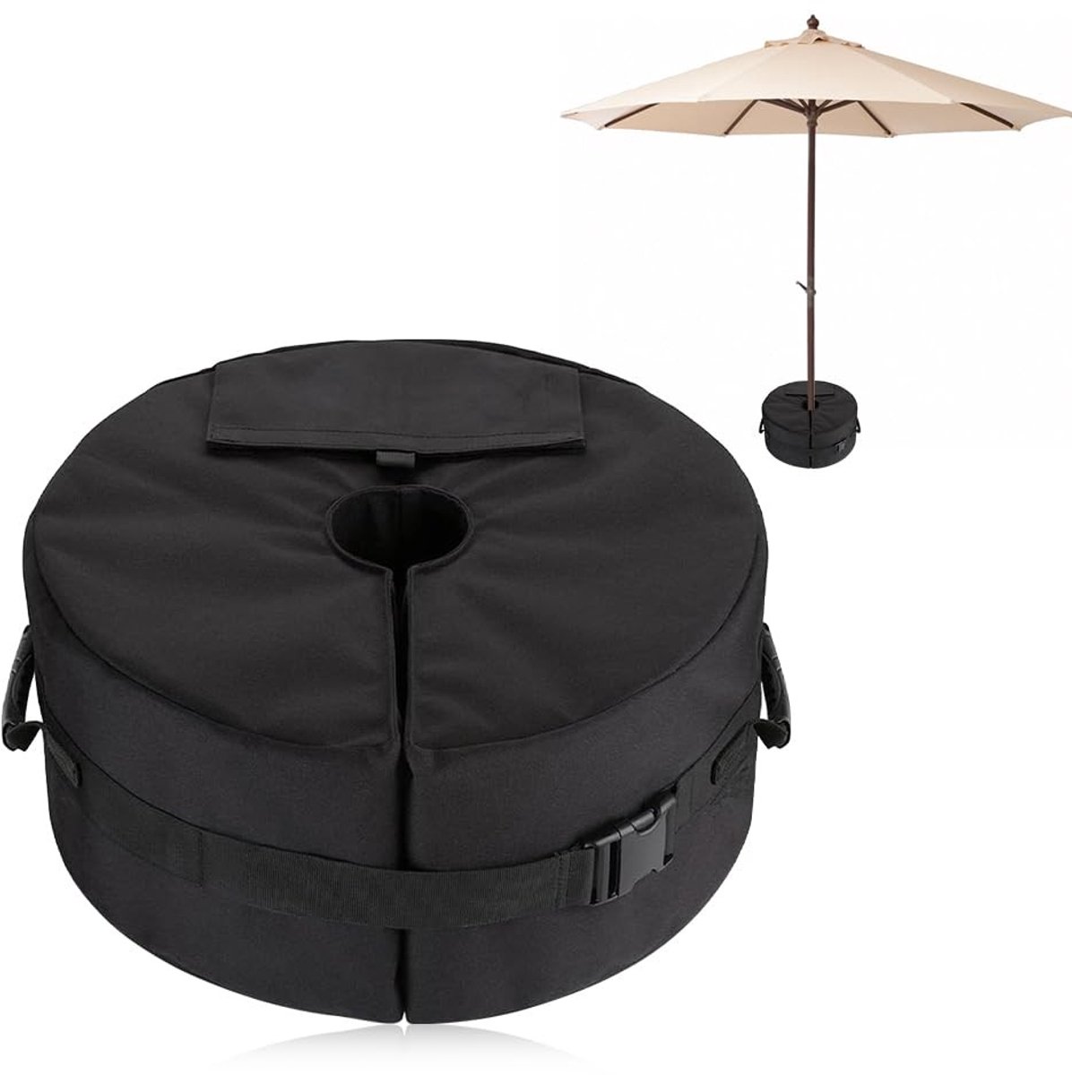 Dailygoods- Zandzak Bevestiging Parasolvoet - Zandzakken voor Zonneschermen - Gewichtszak voor Paraplu's - Waterafstotend - UV-bestendig - Tot 40kg zand - Paraplugewicht