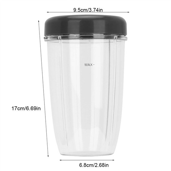 Blenderonderdeelset Grote Capaciteit - Vaatwasmachinebestendig - Veilig/duurzaam - Perfecte Vervanging - Compatibel met Nutri Bullet 900W - Handig Dekselontwerp - Smoothiebeker — afbeelding 2