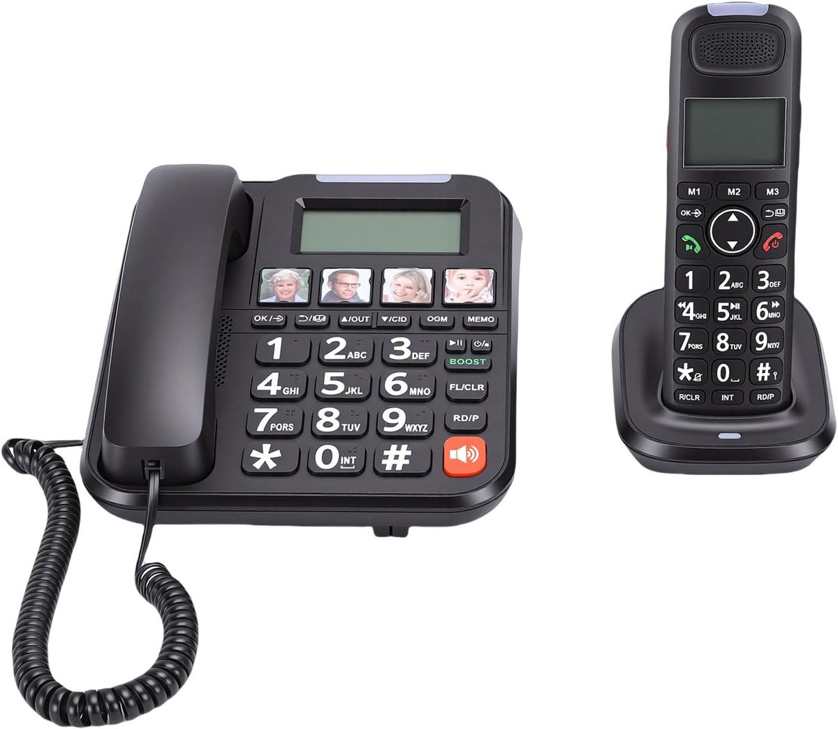 Telefoonsysteem - Vast en draadloos - Thuis bellen - Uitbreidbaar met handsets - 3 inch scherm - Zwart